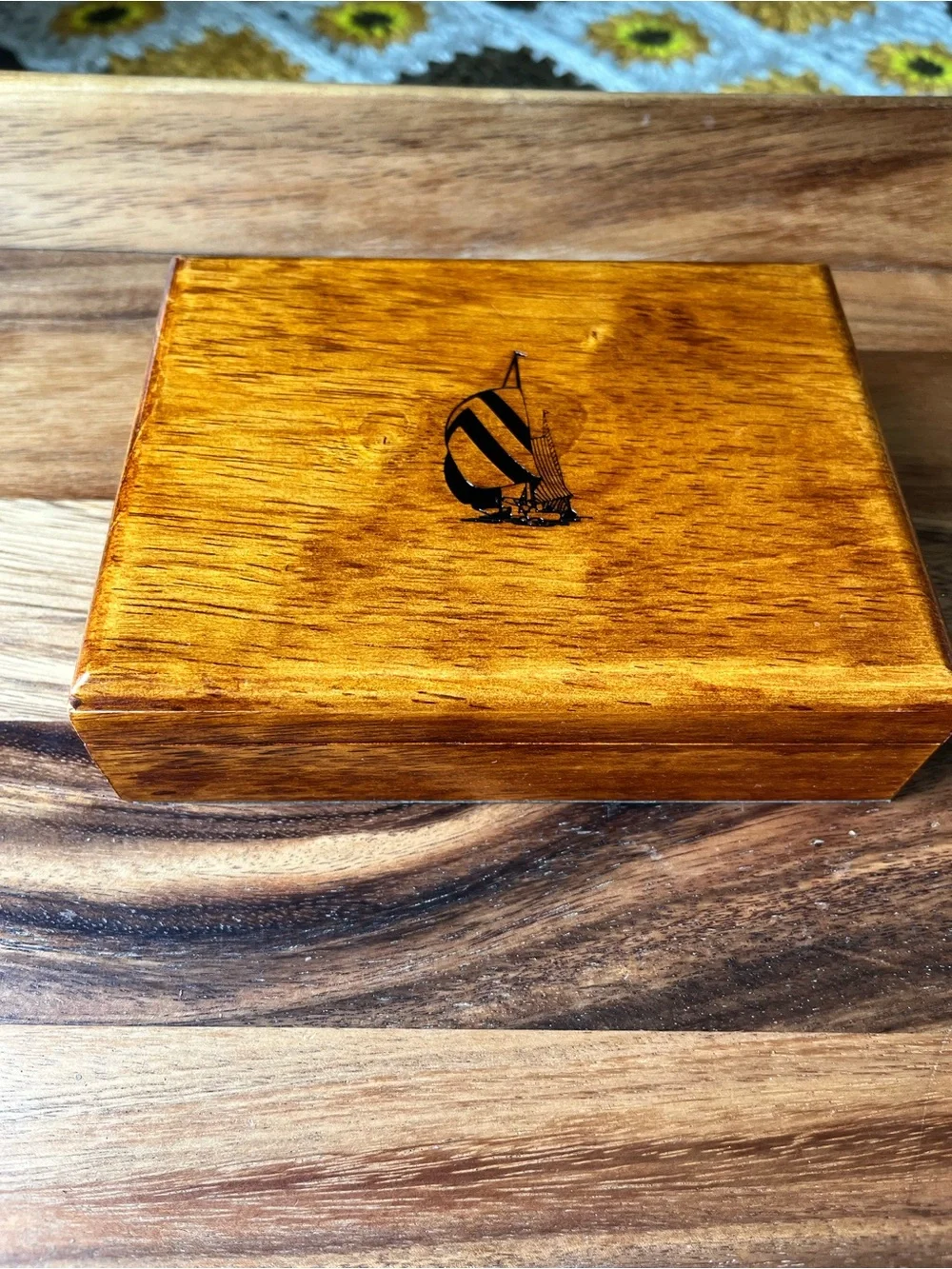 Nautica Blue Velvet-Lined Wooden Keepsake Box